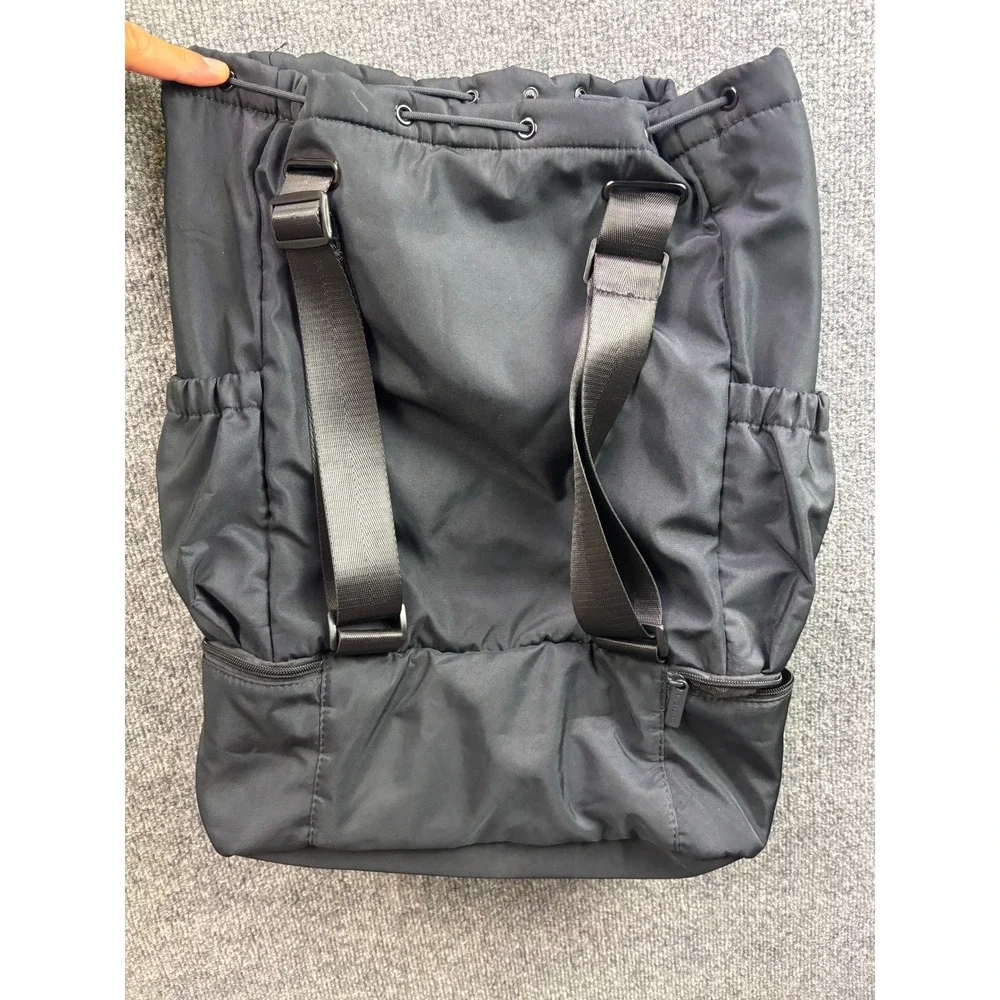Beyond Convertible Yoga Backpack Tote Women OS Black Nylon Drawstring Gym Bag